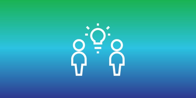 Icon of people collaborating, representing 3M's focus on partnerships for sustainable solutions in the graphics industry.
