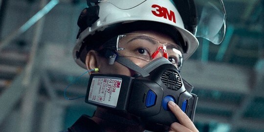 Man wearing 3M Half Facepiece Reusable Respirator

