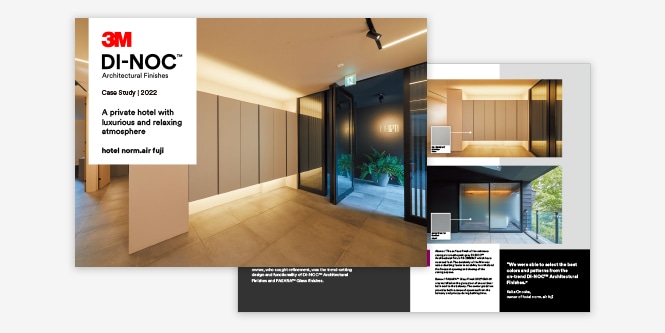 Hotel norm. air fuji interior design project utilising 3M™ DI-NOC™ Architectural and FASARA™ Glass Finishes