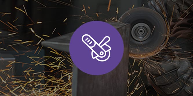 background image of cutting metal with illustrative icon
