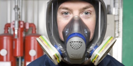 Man wearing 3M Full Facepiece Respirator

