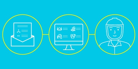 Illustrated icons of steps from report, to selection, to protection.
