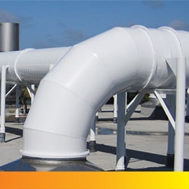 Image of external rooftop ductwork wrapped with an insulation moisture barrier