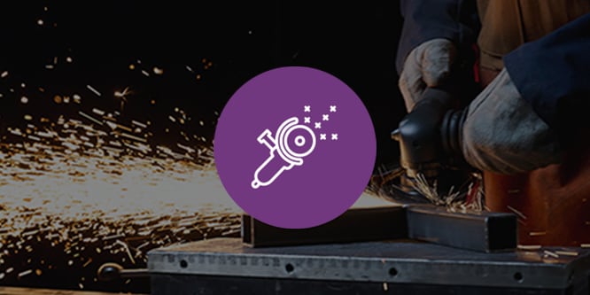 background image of cutting metal with illustrative icon

