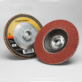 A close-up of a grinding disc