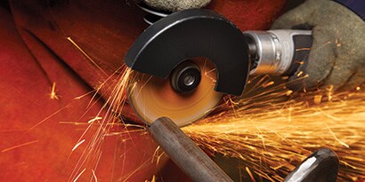 A close-up of a circular saw
